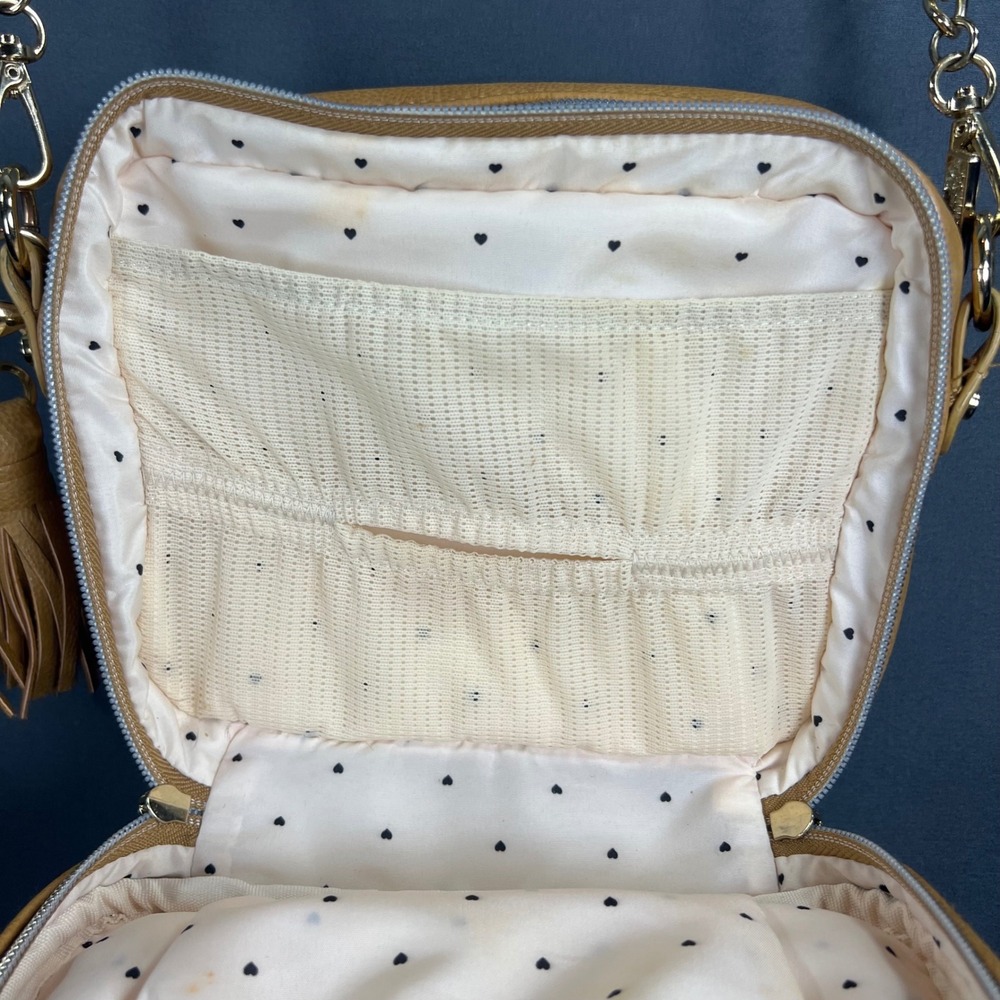 Itzy Ritzy Mustard Yellow Studded Crossbody Bag Tassel Camera Bag Gold Chain - Picture 14 of 16